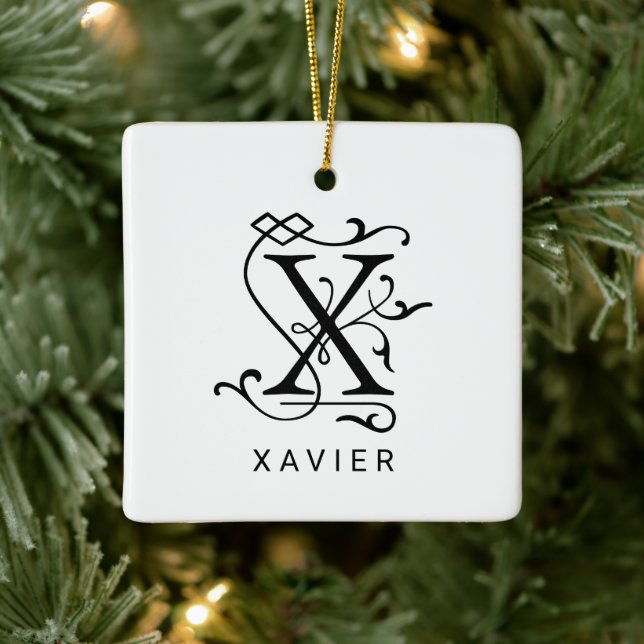 Letter X Elegant Monogram Christmas Ornament (Tree)