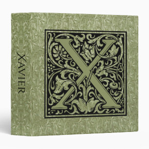 Letter X First Letter Monogram 3 Ring Binder