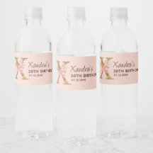 Letter X Gold Monogram Blush Pink Roses