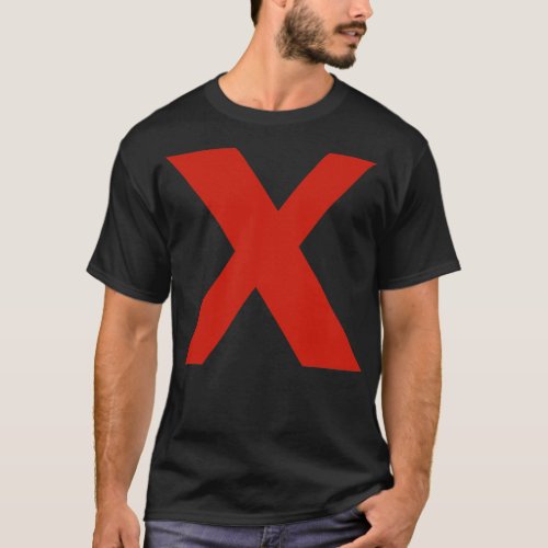 Letter x in Red Text Minimal Typography T_Shirt