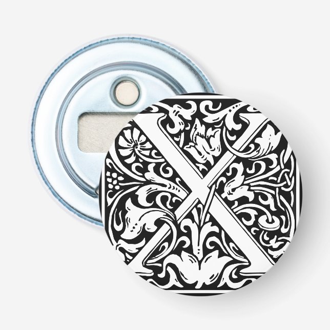 Letter X Medieval Monogram Art Nouveau Bottle Opener (Front)