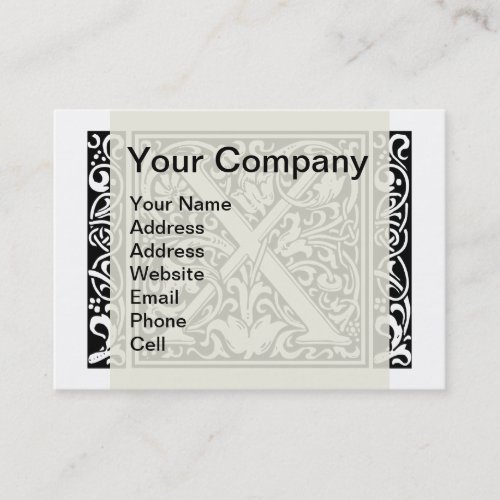 Letter X Medieval Monogram Art Nouveau Business Card