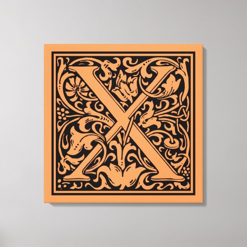 Letter X Medieval Monogram Art Nouveau Canvas Print