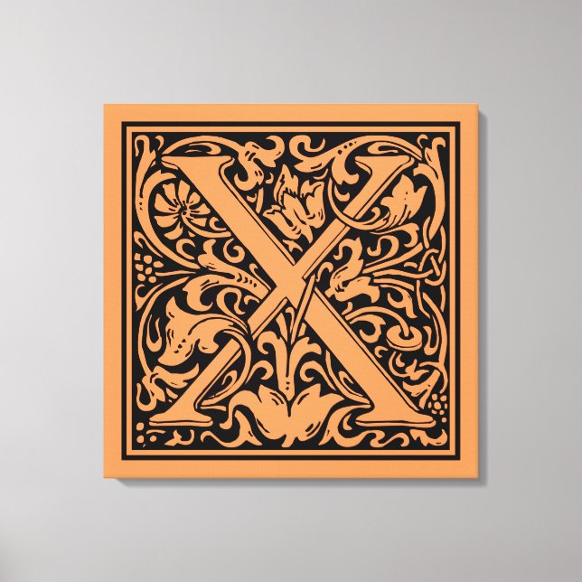Letter X Medieval Monogram Art Nouveau Canvas Print (Front)