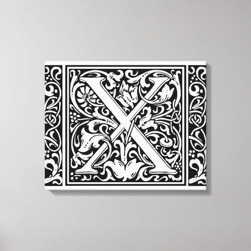 Letter X Medieval Monogram Art Nouveau Canvas Print