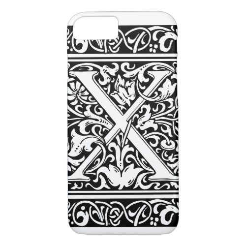 Letter X Medieval Monogram Art Nouveau iPhone 87 Case