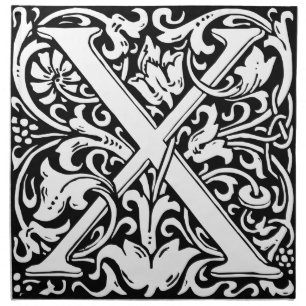 Letter X Medieval Monogram Art Nouveau Cloth Napkin