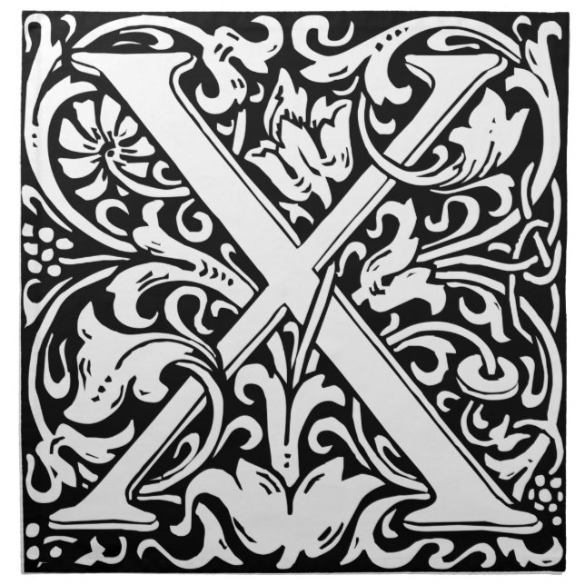Letter X Medieval Monogram Art Nouveau Cloth Napkin (Front)