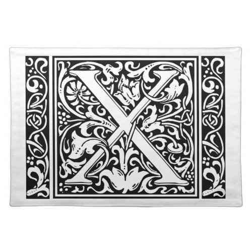 Letter X Medieval Monogram Art Nouveau Cloth Placemat