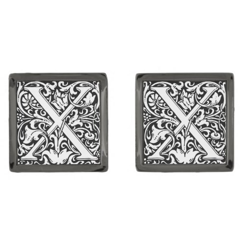 Letter X Medieval Monogram Art Nouveau Cufflinks