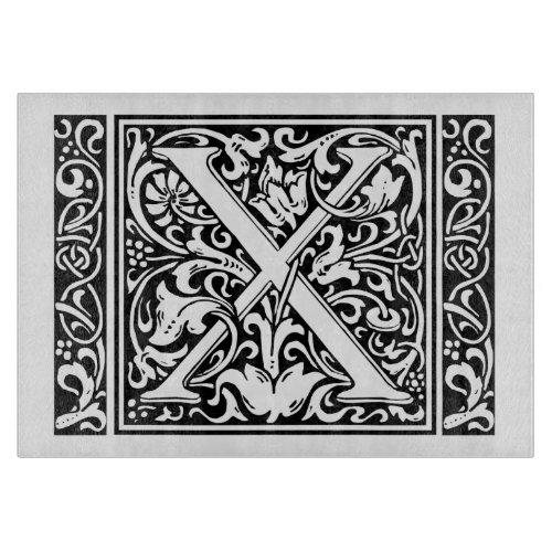 Letter X Medieval Monogram Art Nouveau Cutting Board