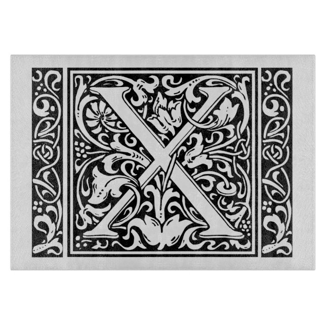Letter X Medieval Monogram Art Nouveau Cutting Board (Front)
