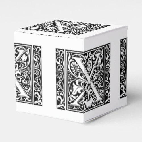 Letter X Medieval Monogram Art Nouveau Favor Boxes