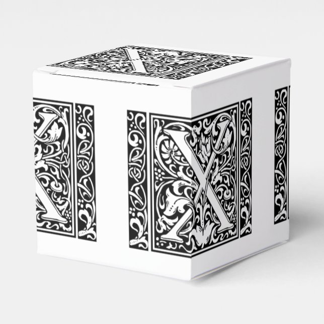 Letter X Medieval Monogram Art Nouveau Favor Boxes (Front Side)