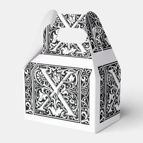 Letter X Medieval Monogram Art Nouveau Favor Boxes