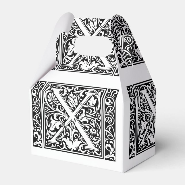 Letter X Medieval Monogram Art Nouveau Favor Boxes (Front Side)