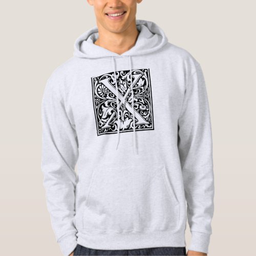 Letter X Medieval Monogram Art Nouveau Hoodie