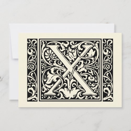 Letter X Medieval Monogram Art Nouveau Invitation