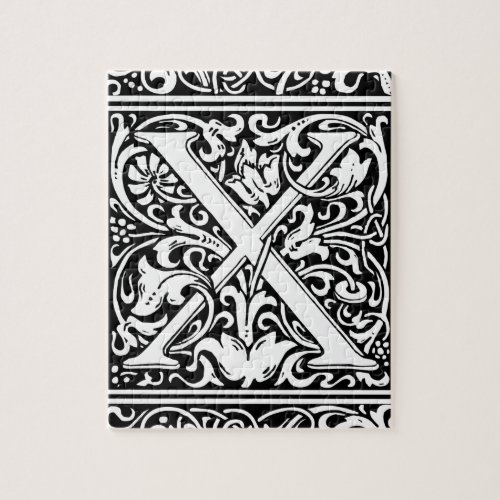 Letter X Medieval Monogram Art Nouveau Jigsaw Puzzle