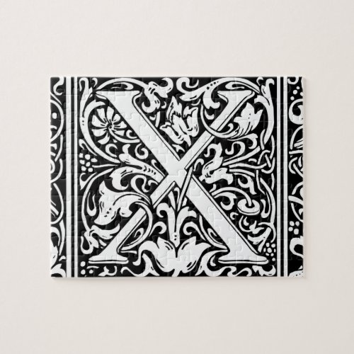 Letter X Medieval Monogram Art Nouveau Jigsaw Puzzle