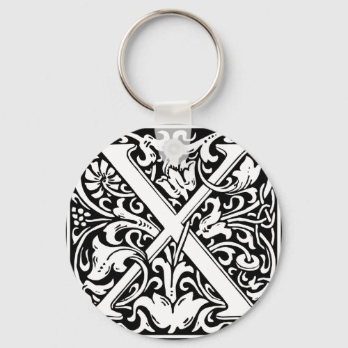 Letter X Medieval Monogram Art Nouveau Keychain