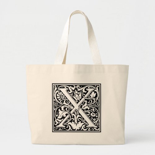 Letter X Medieval Monogram Art Nouveau Large Tote Bag