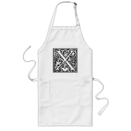 Letter X Medieval Monogram Art Nouveau Long Apron