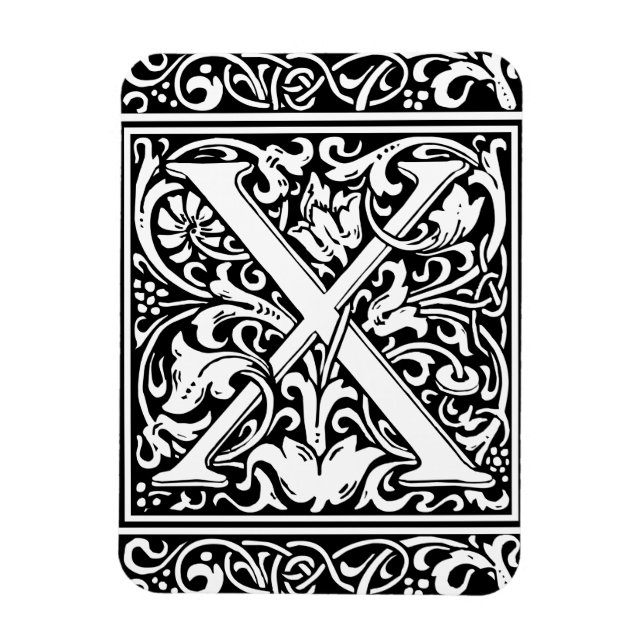 Letter X Medieval Monogram Art Nouveau Magnet (Vertical)