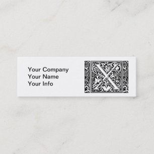 Letter X Medieval Monogram Art Nouveau Mini Business Card