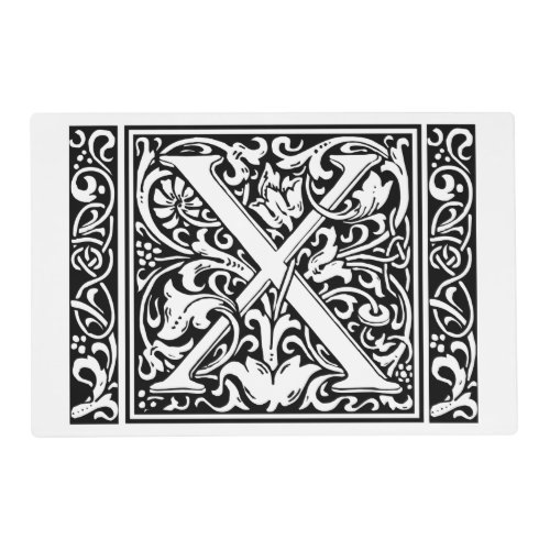 Letter X Medieval Monogram Art Nouveau Placemat