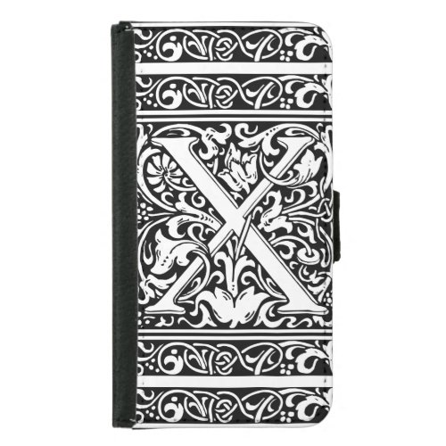 Letter X Medieval Monogram Art Nouveau Samsung Galaxy S5 Wallet Case