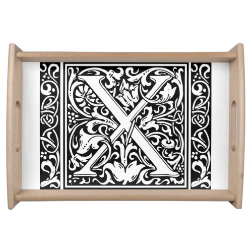 Letter X Medieval Monogram Art Nouveau Serving Tray