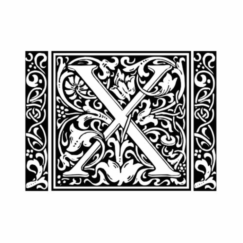 Letter X Medieval Monogram Art Nouveau Statuette