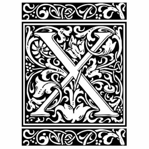 Letter X Medieval Monogram Art Nouveau Statuette