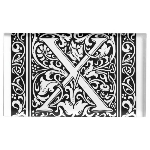 Letter X Medieval Monogram Art Nouveau Table Number Holder