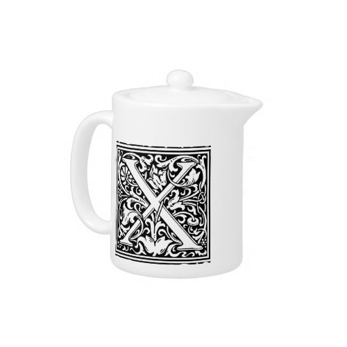 Letter X Medieval Monogram Art Nouveau Teapot