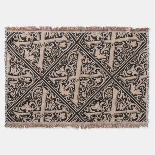 Letter X Medieval Monogram Art Nouveau Throw Blanket