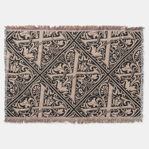 Letter X Medieval Monogram Art Nouveau Throw Blanket