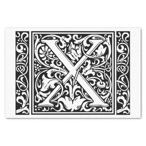 Letter X Medieval Monogram Art Nouveau Tissue Paper