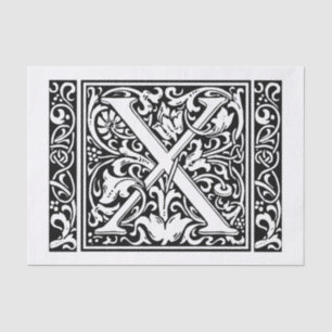 Letter X Medieval Monogram Art Nouveau Tissue Paper