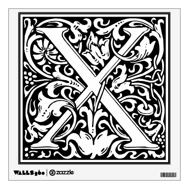 Letter X Medieval Monogram Art Nouveau Wall Sticker (Front)