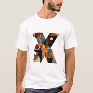 Letter X – Modern Geometric Monogram with Stripes T-Shirt