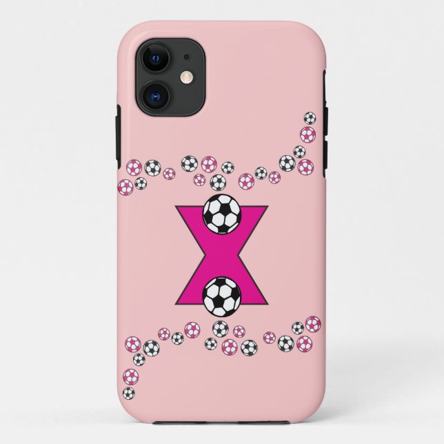 Letter X Monogram in Soccer Pink Case-Mate iPhone Case (Back)