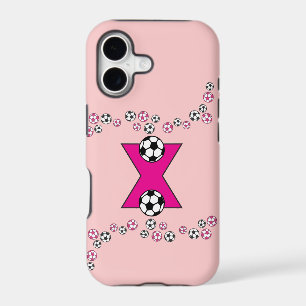Letter X Monogram in Soccer Pink iPhone 17 Case