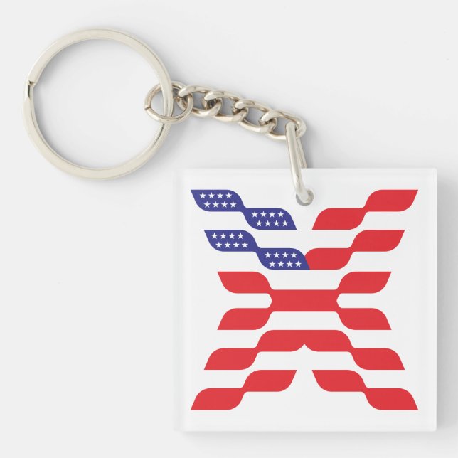 Letter X Monogram USA Flag Keychain (Front)