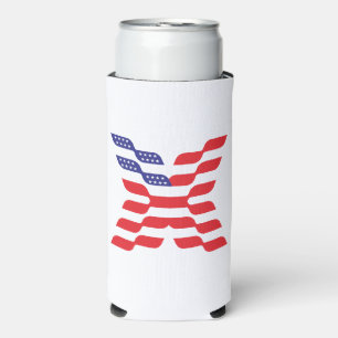 Letter X Monogram USA Flag Seltzer Can Cooler