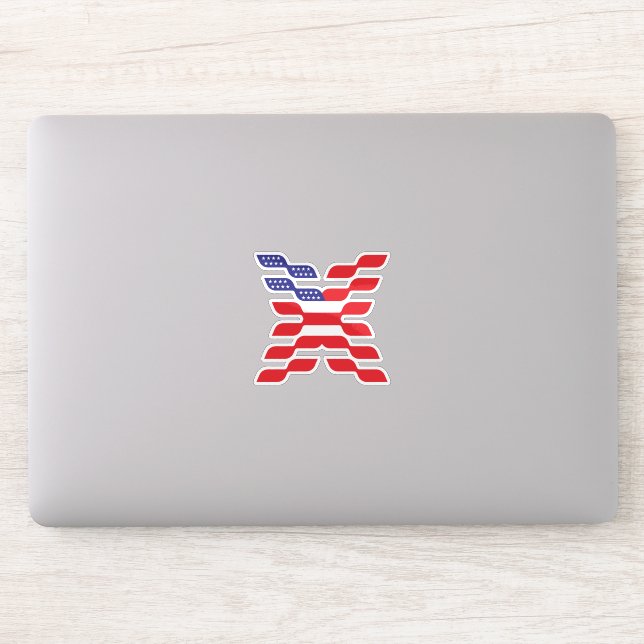 Letter X Monogram USA Flag Sticker (Computer)