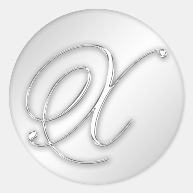Letter X script initial faux silver monogram favor Classic Round Sticker (Front)