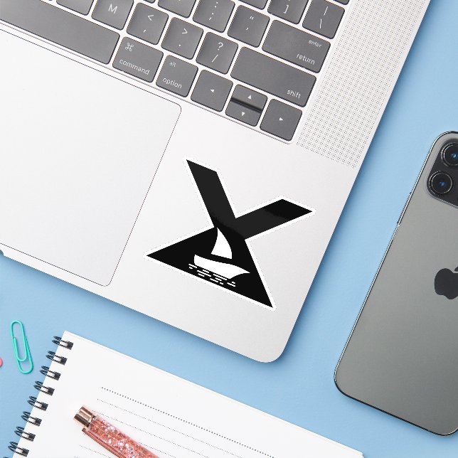 Letter X with boat Monogram Sticker (Laptop w/ iPhone)