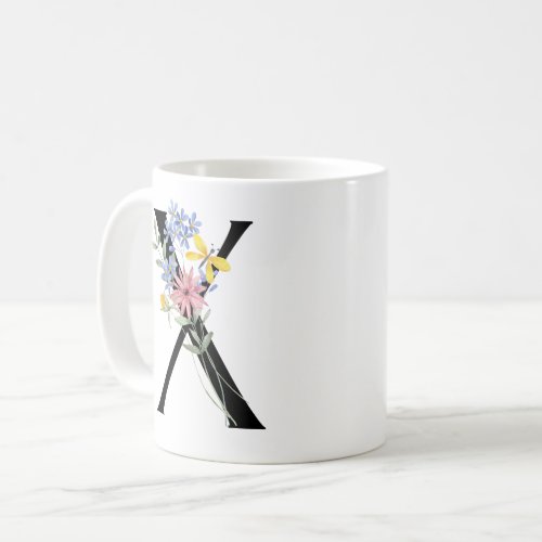 Letter X with flowers Coffee Mug